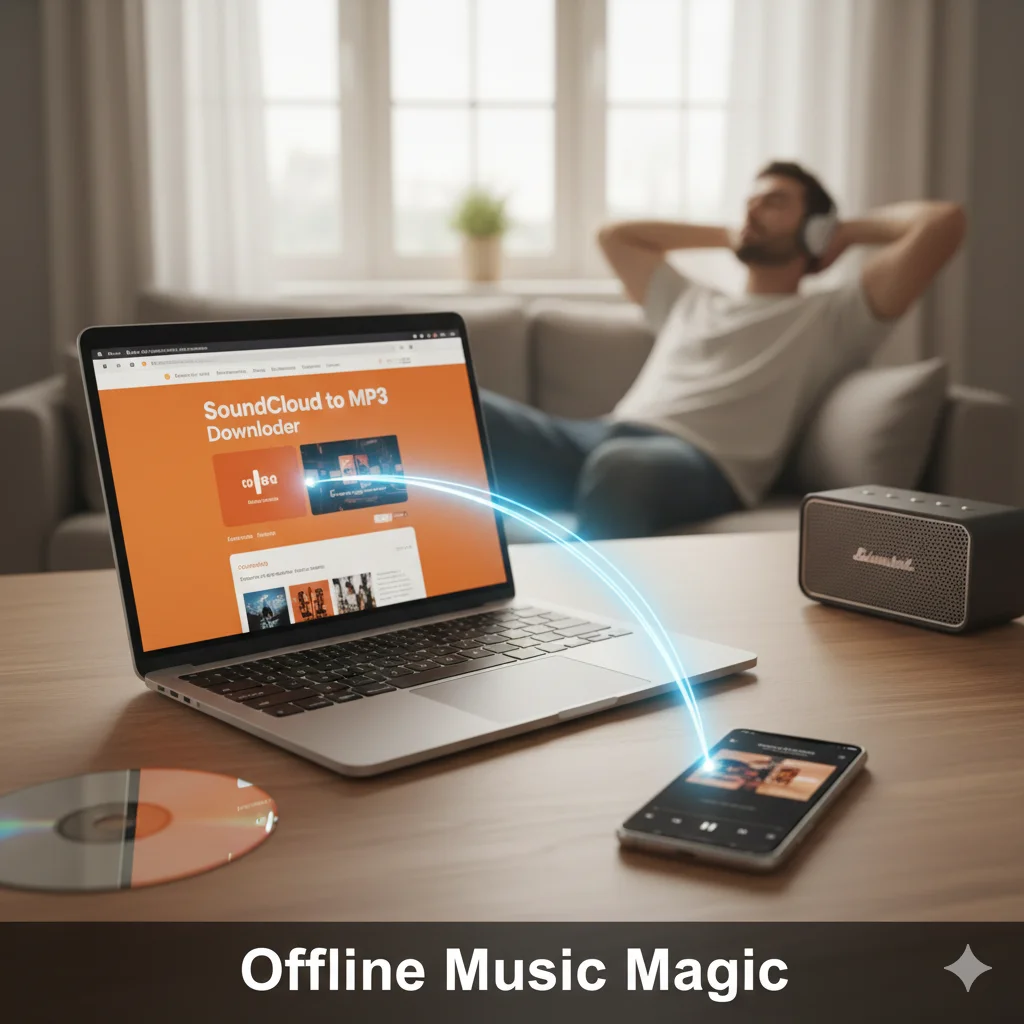 Technical diagram showing the SoundCloud to MP3 conversion process for digital audio files