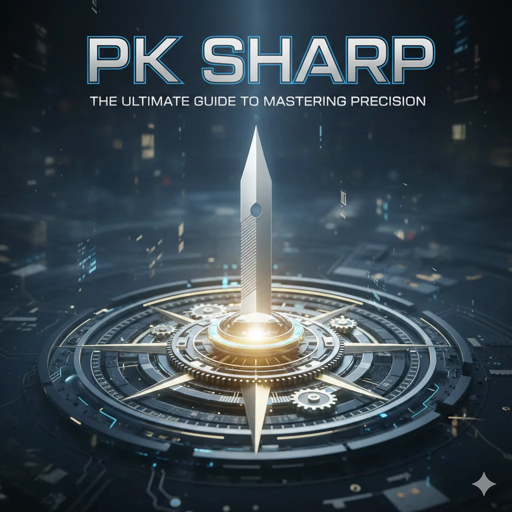 Illustration showing focused individual sharpening skills with precision using PK Sharp concept